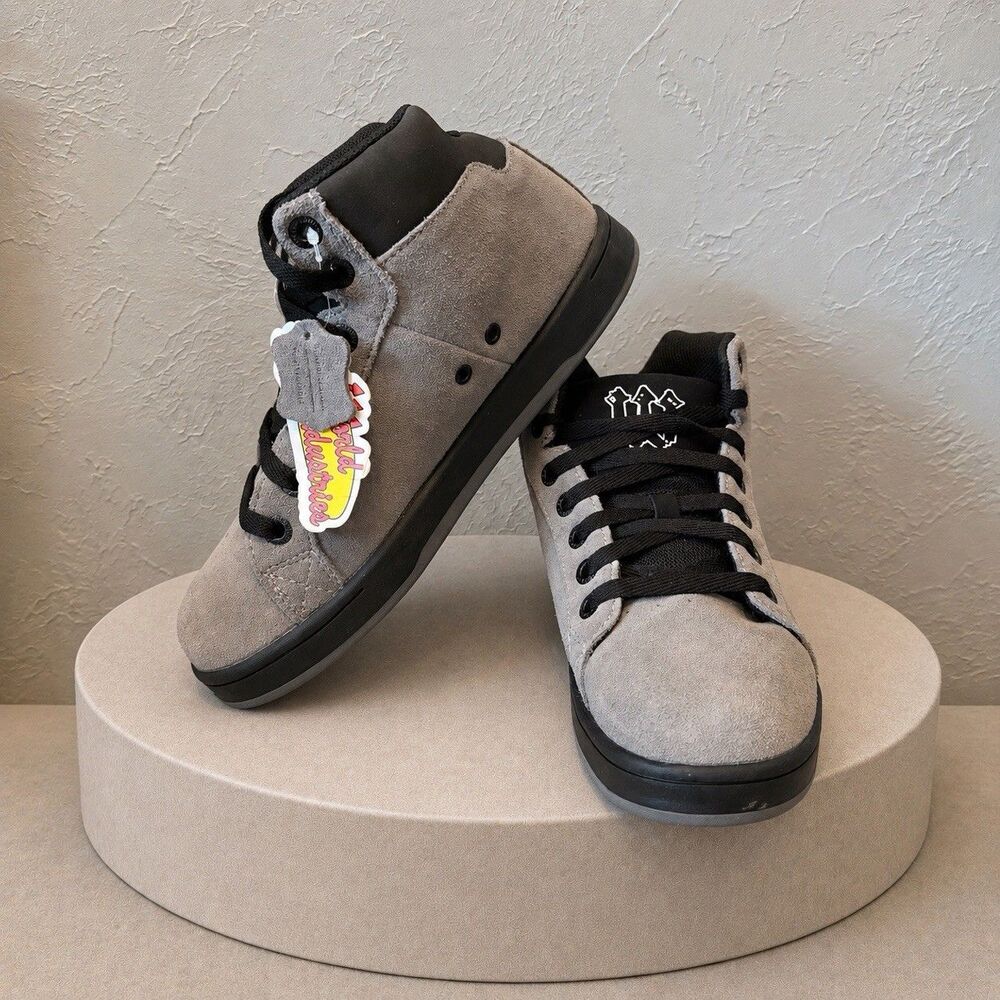 World Industries Havoc Mid Top Skull Skate Shoes Gray Black Suede Y2K Men’s 7